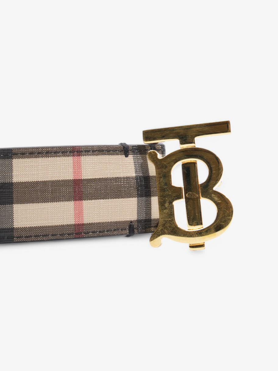 Burberry Check TB Belt Beige Checkered / Black Leather Image 3