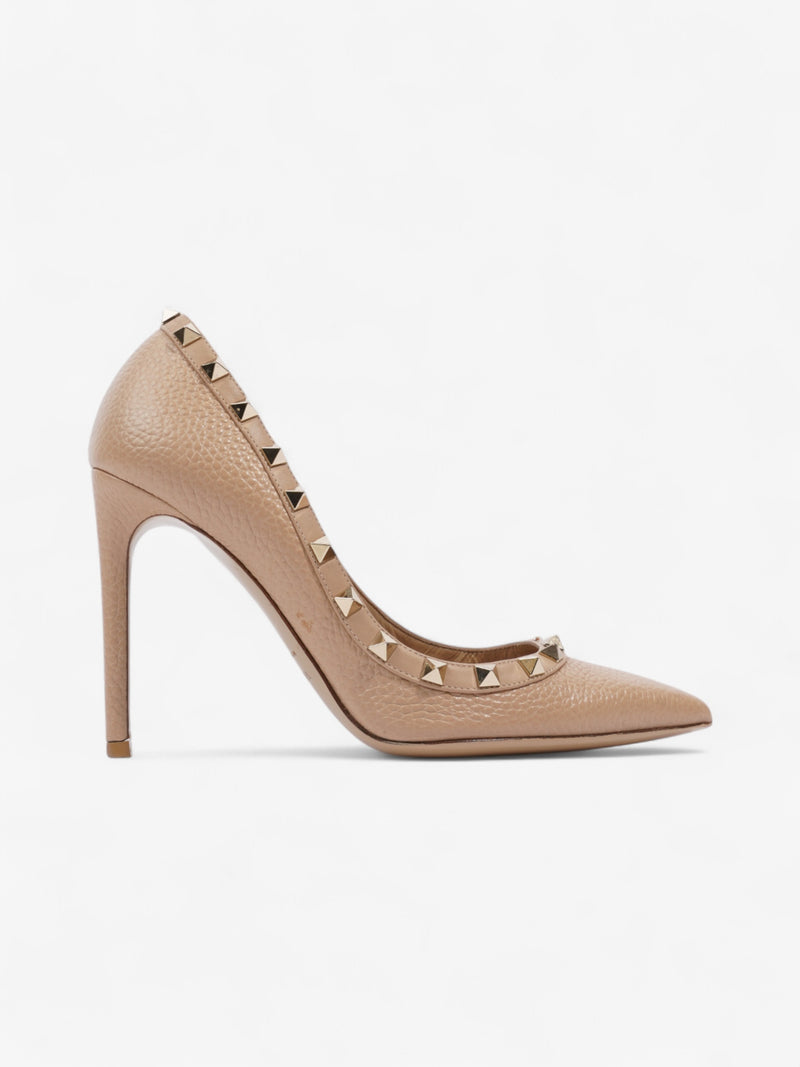  Valentino Rockstud Heels 100 Beige Leather EU 37 UK 4