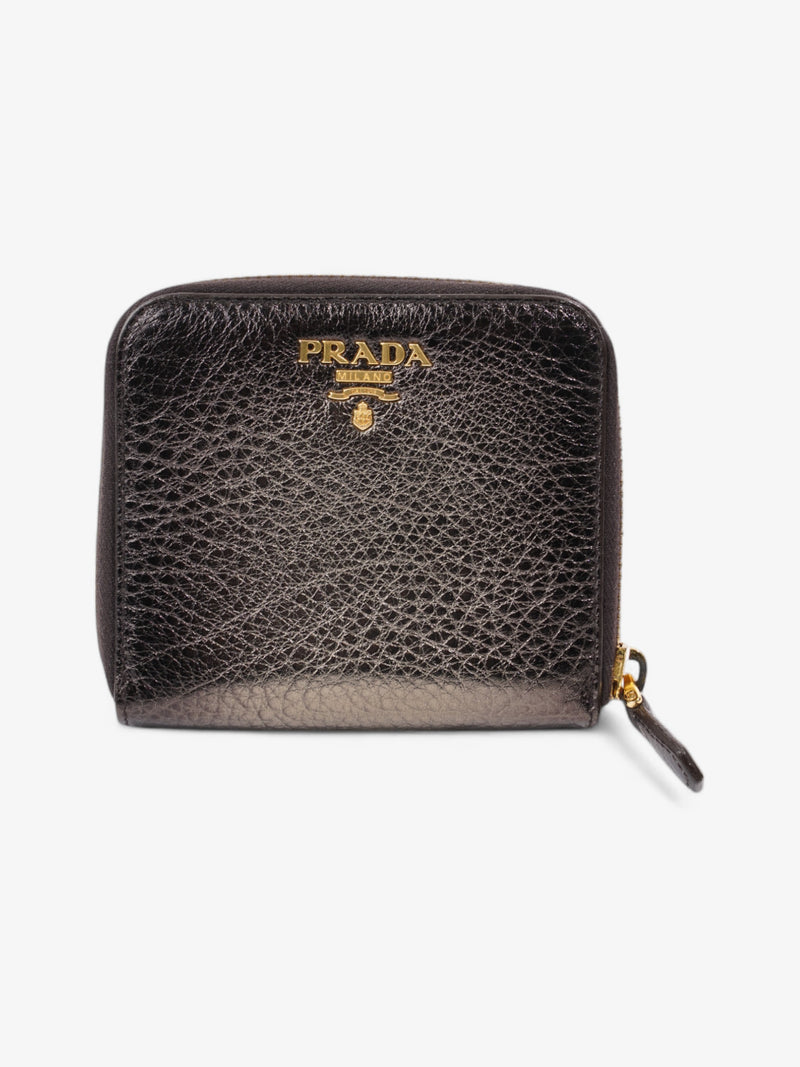  Prada Zip Around Purse Metallic Leather Small