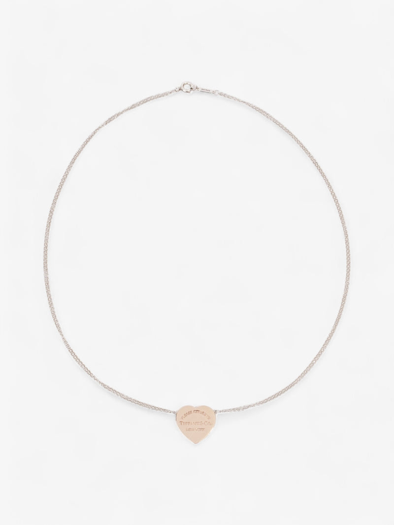  Tiffany and Co Return to Tiffany Heart Double Chain Necklace Rose Gold / Silver Silver Sterling