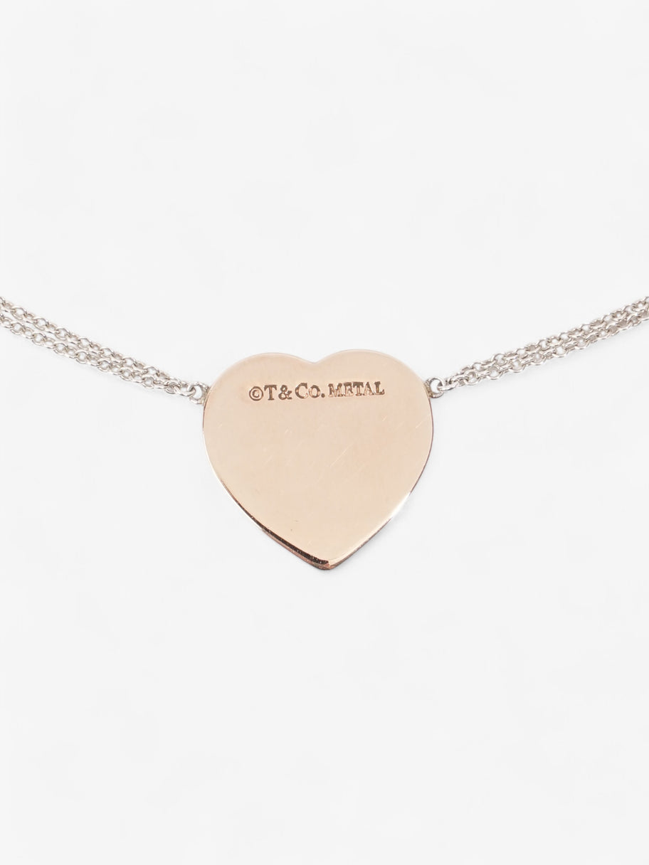 Tiffany and Co Return to Tiffany Heart Double Chain Necklace Rose Gold / Silver Silver Sterling Image 4