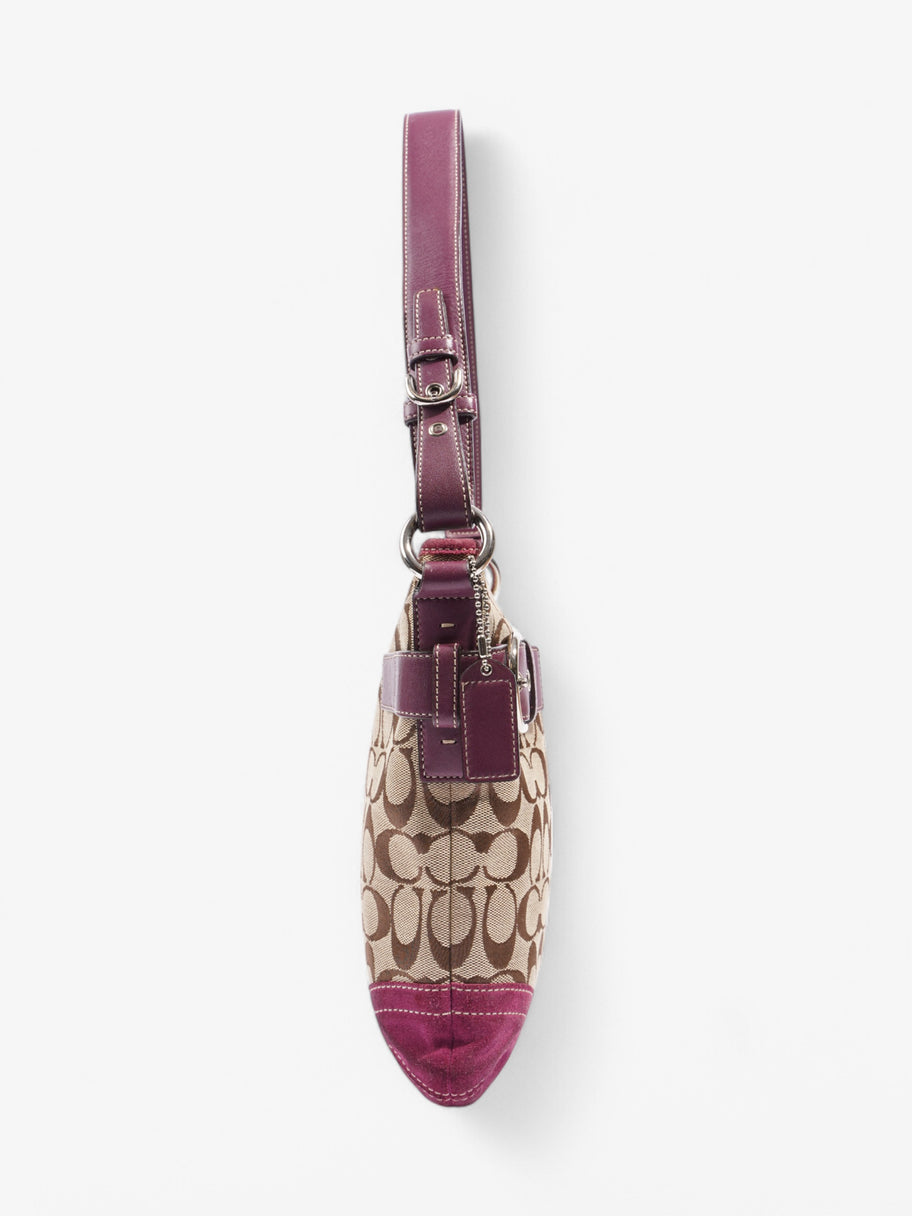Coach Signature Shoulder Bag Beige / Purple Canvas Image 5