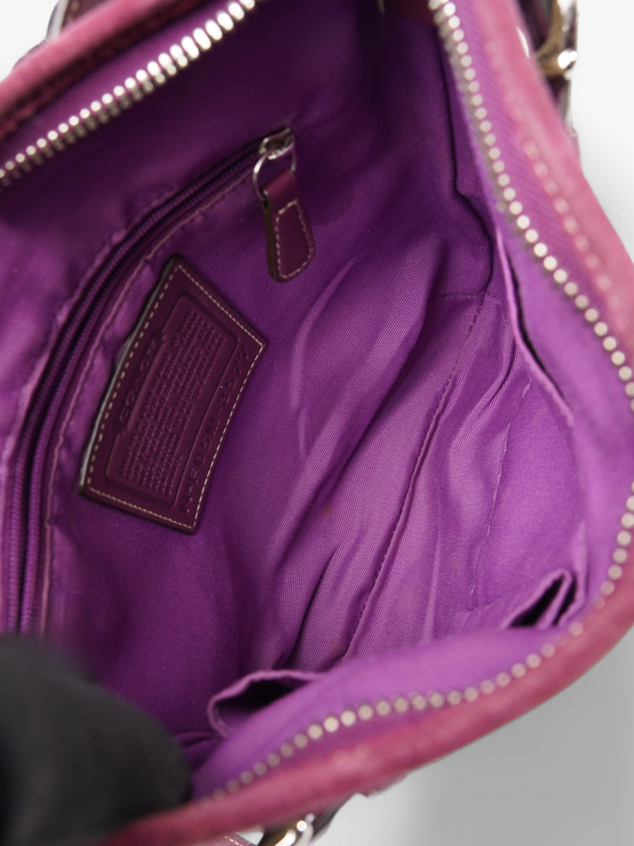 Coach Signature Shoulder Bag Beige / Purple Canvas Image 8