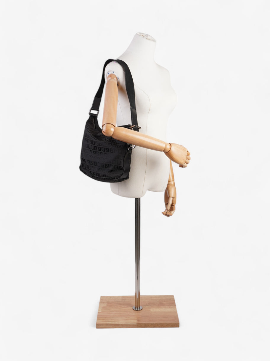 Fendi Zucchino Shoulder Bag Black Canvas Image 2