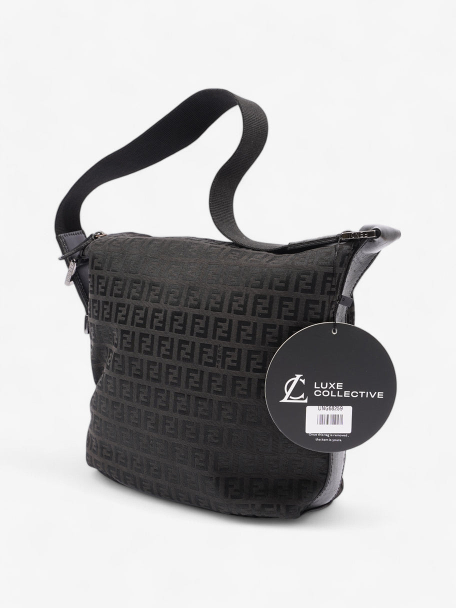 Fendi Zucchino Shoulder Bag Black Canvas Image 9