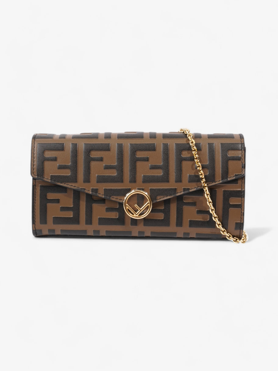 Fendi FF Circle Continental With Chain Brown / Black Calfskin Leather Image 1