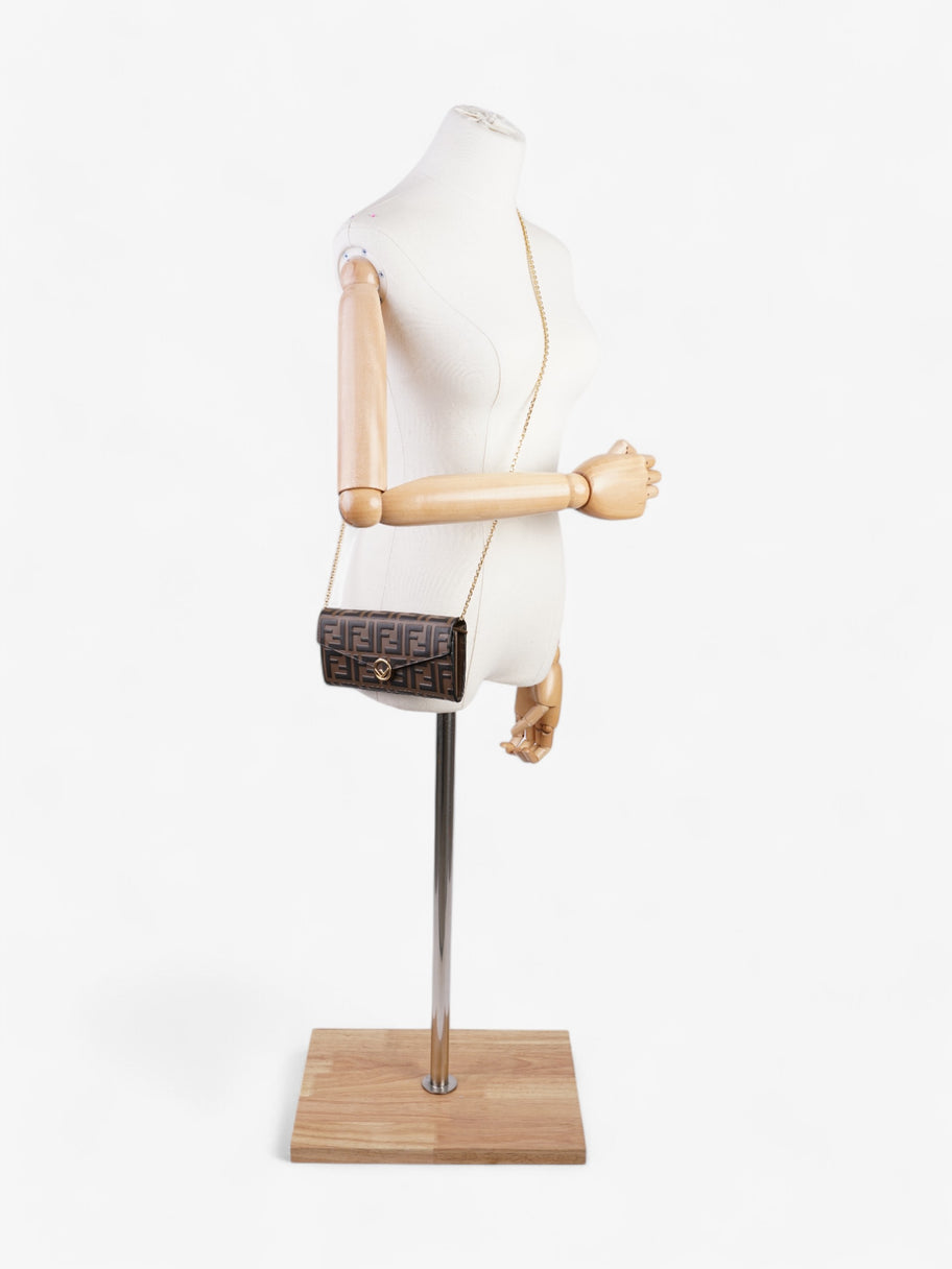 Fendi FF Circle Continental With Chain Brown / Black Calfskin Leather Image 2