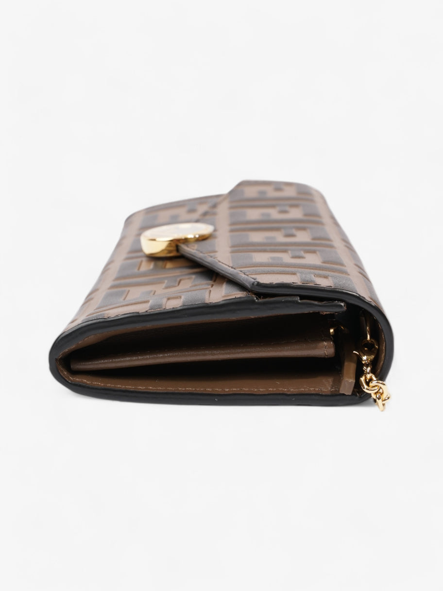 Fendi FF Circle Continental With Chain Brown / Black Calfskin Leather Image 3