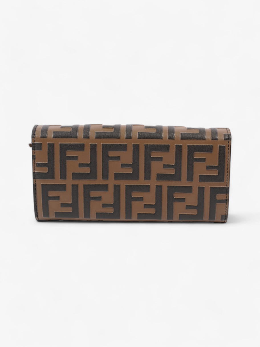 Fendi FF Circle Continental With Chain Brown / Black Calfskin Leather Image 4