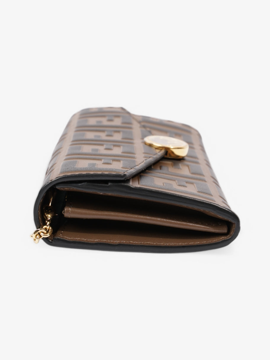 Fendi FF Circle Continental With Chain Brown / Black Calfskin Leather Image 5