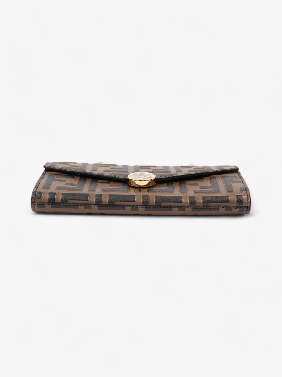 Fendi FF Circle Continental With Chain Brown / Black Calfskin Leather Image 6