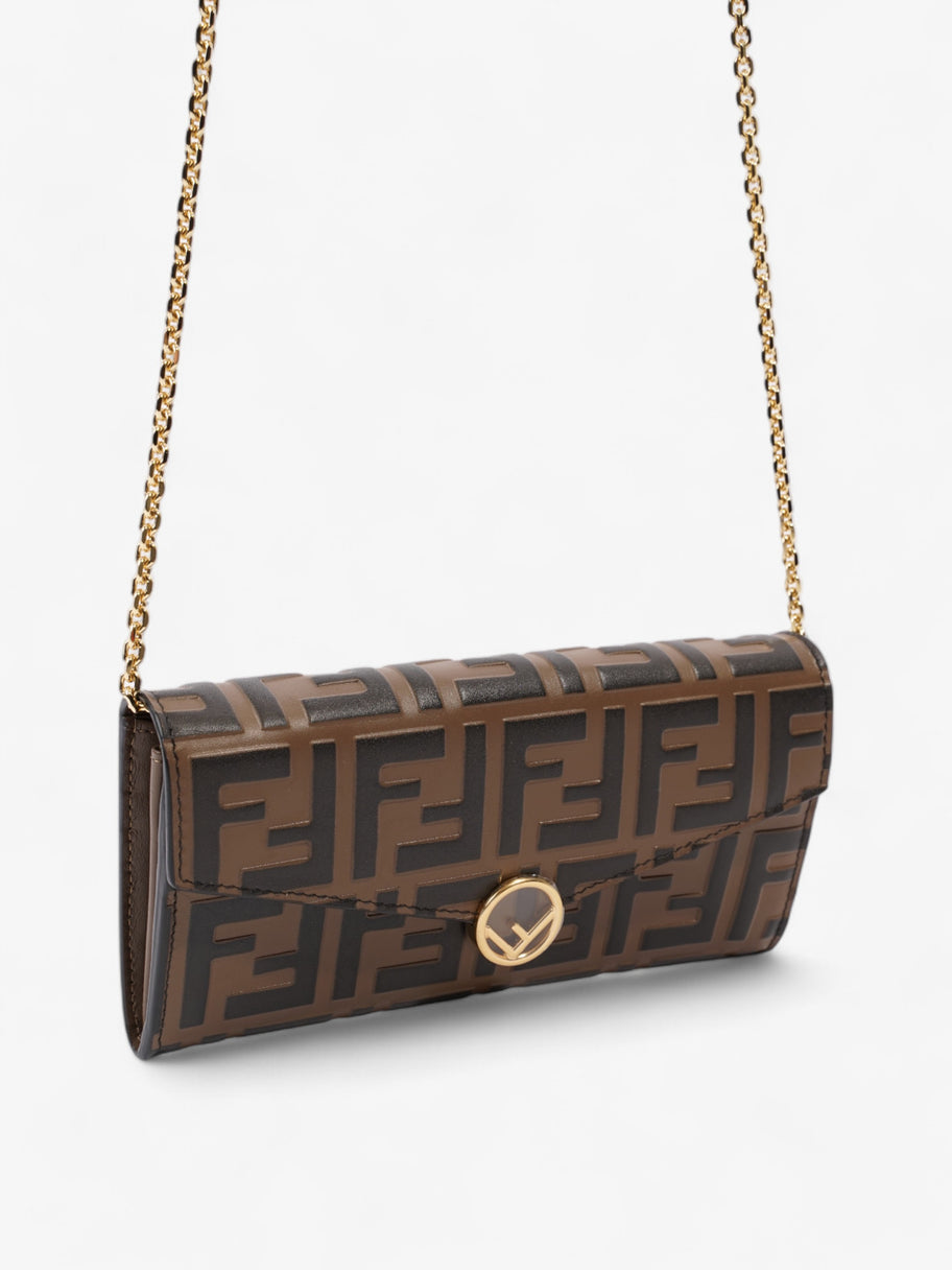 Fendi FF Circle Continental With Chain Brown / Black Calfskin Leather Image 7