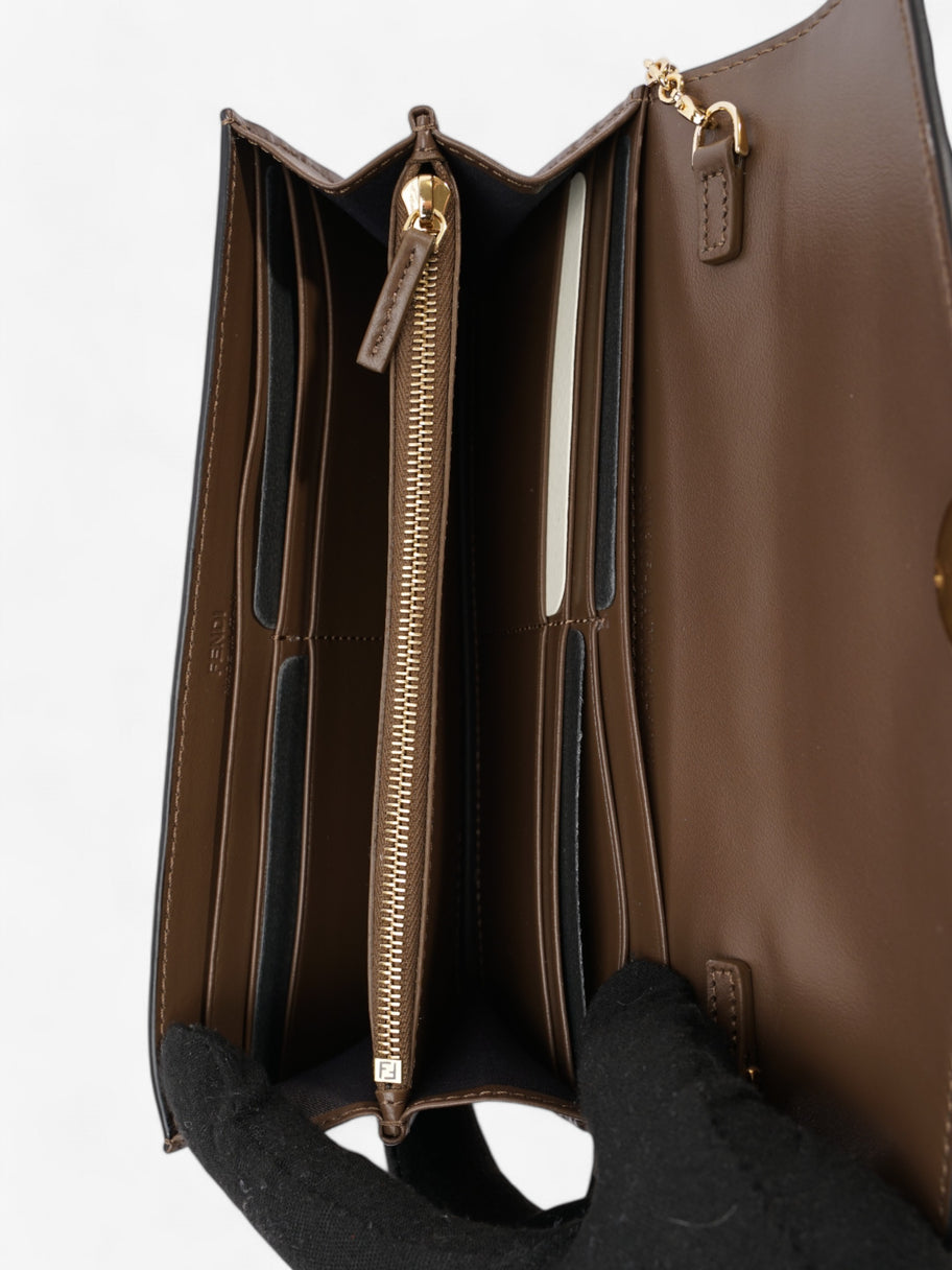 Fendi FF Circle Continental With Chain Brown / Black Calfskin Leather Image 9