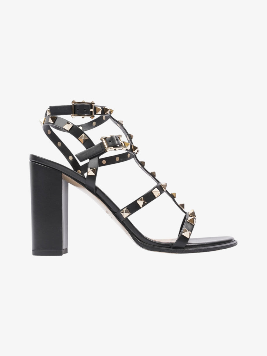 Valentino Rockstud Sandals 90 Black / Gold Leather EU 38.5 UK 5.5 Image 1