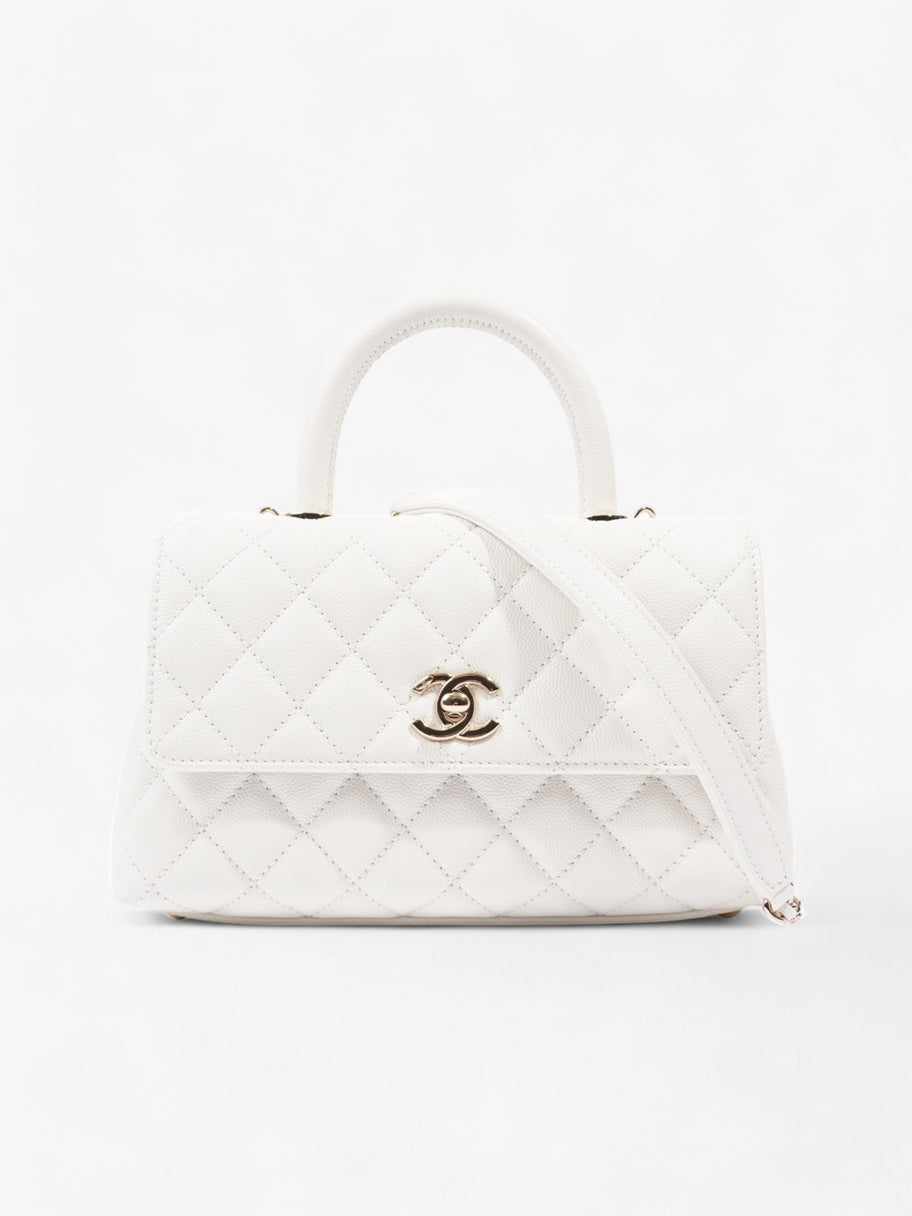 Chanel Coco Top Handle White Caviar Leather Mini Image 1