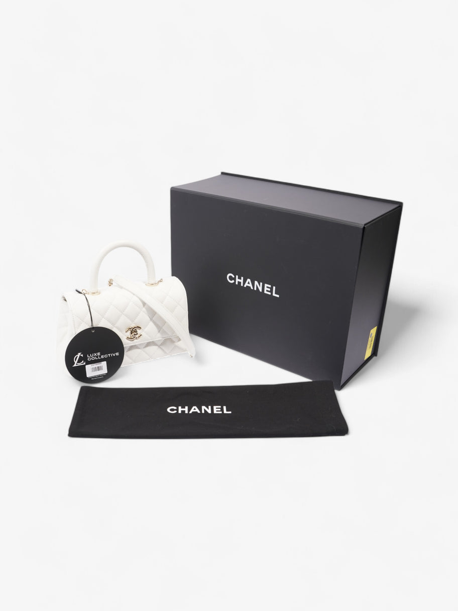 Chanel Coco Top Handle White Caviar Leather Mini Image 11