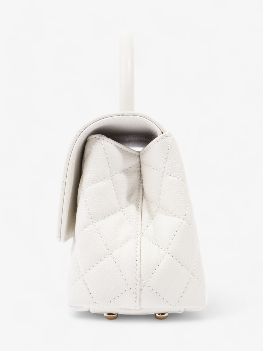 Chanel Coco Top Handle White Caviar Leather Mini Image 3