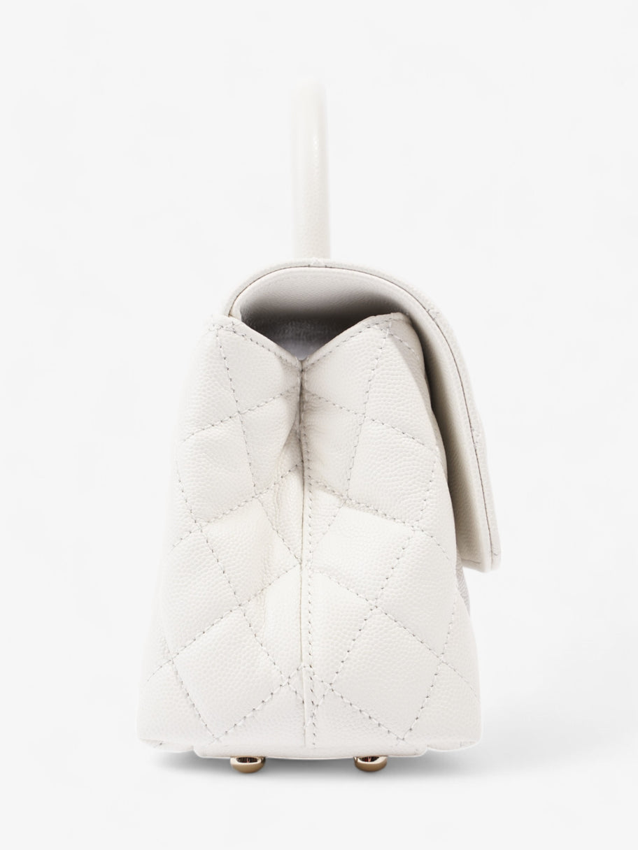 Chanel Coco Top Handle White Caviar Leather Mini Image 5