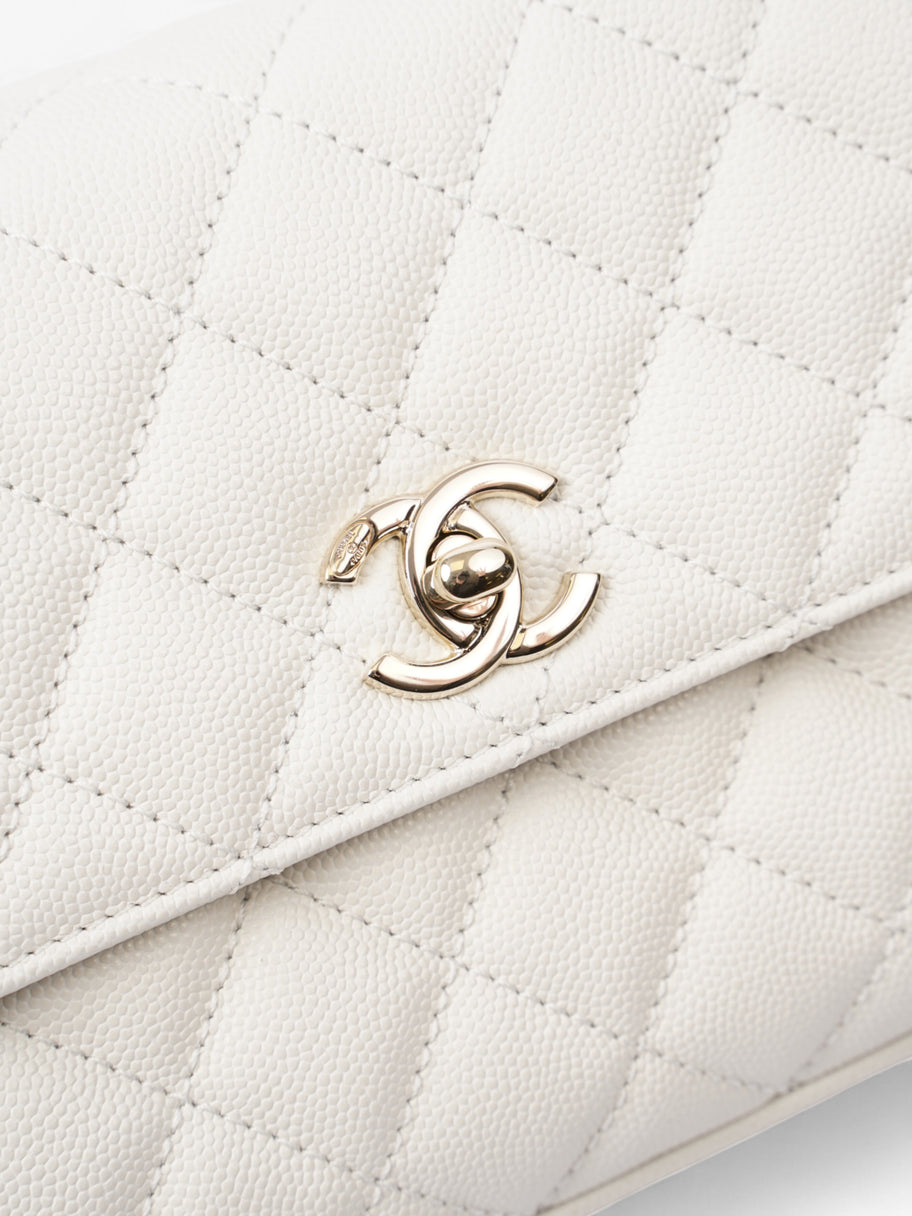 Chanel Coco Top Handle White Caviar Leather Mini Image 7