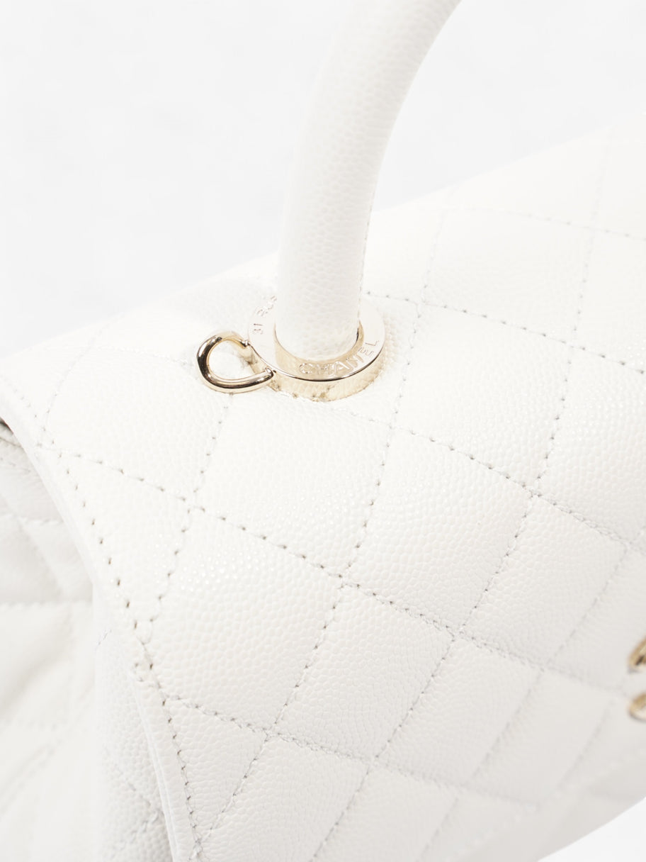 Chanel Coco Top Handle White Caviar Leather Mini Image 8