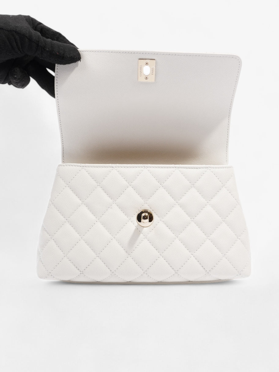 Chanel Coco Top Handle White Caviar Leather Mini Image 9
