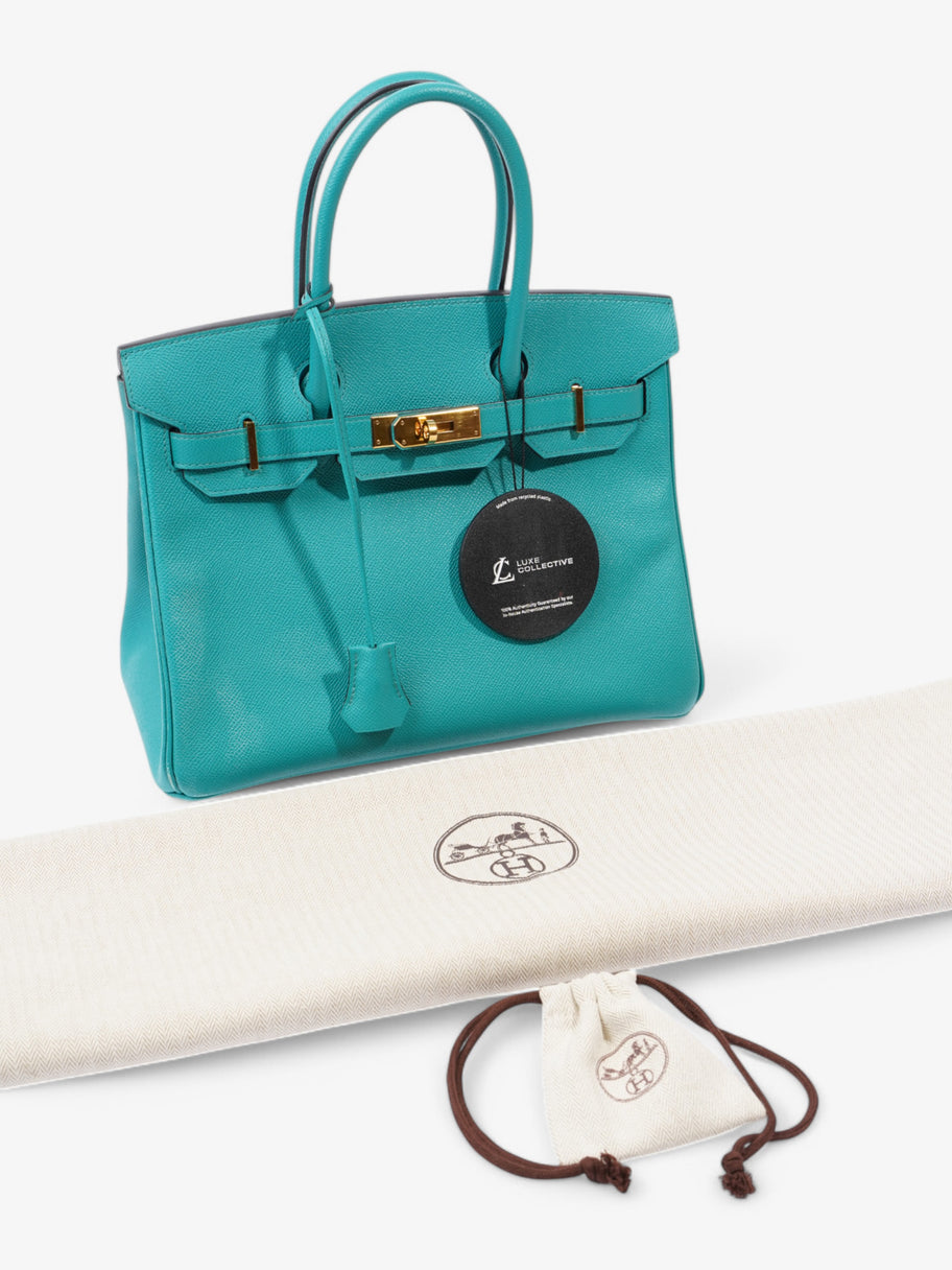 Hermes Birkin Blue Paon Epsom Leather 30 Image 13