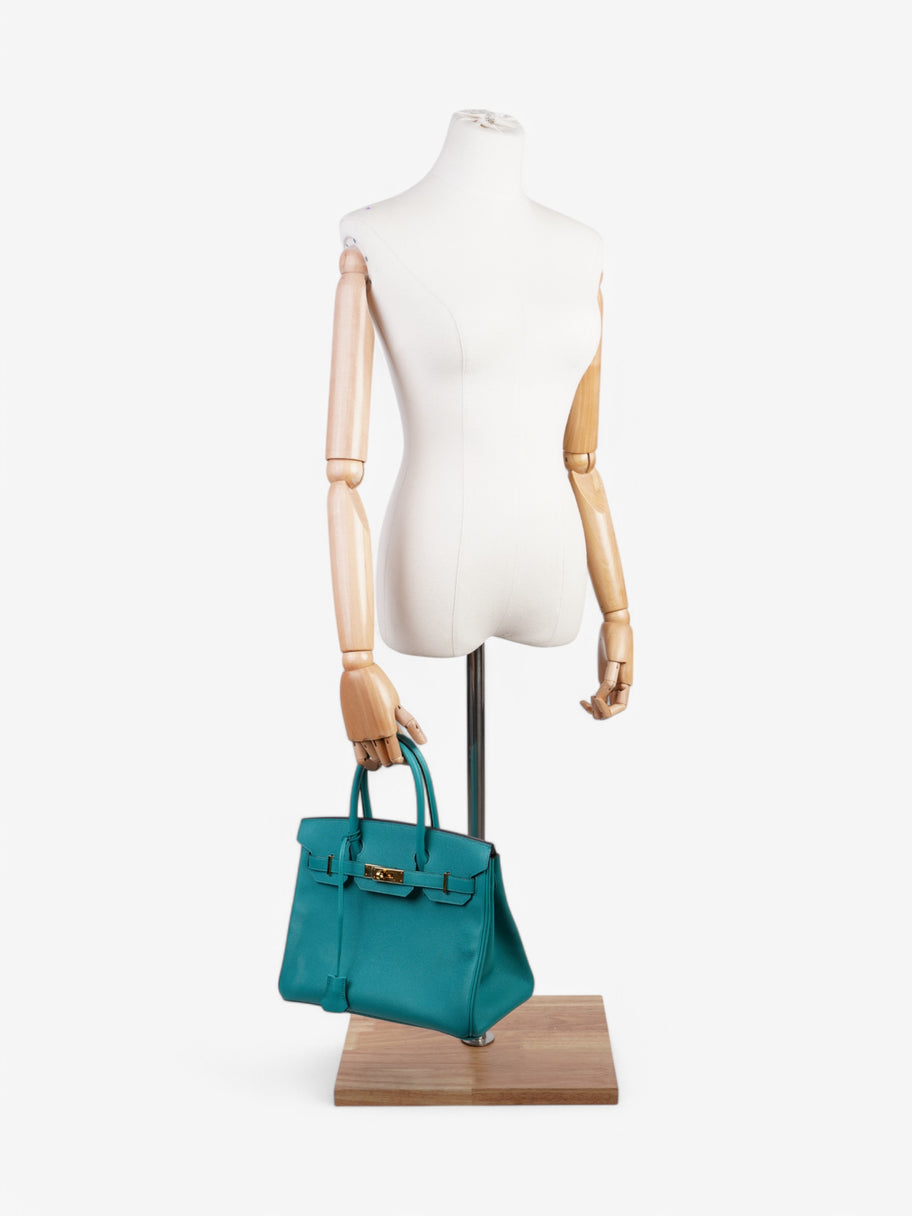 Hermes Birkin Blue Paon Epsom Leather 30 Image 2