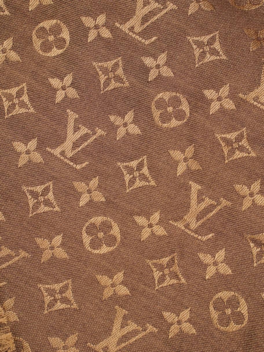 Louis Vuitton Monogram Shawl Brown Wool Image 2
