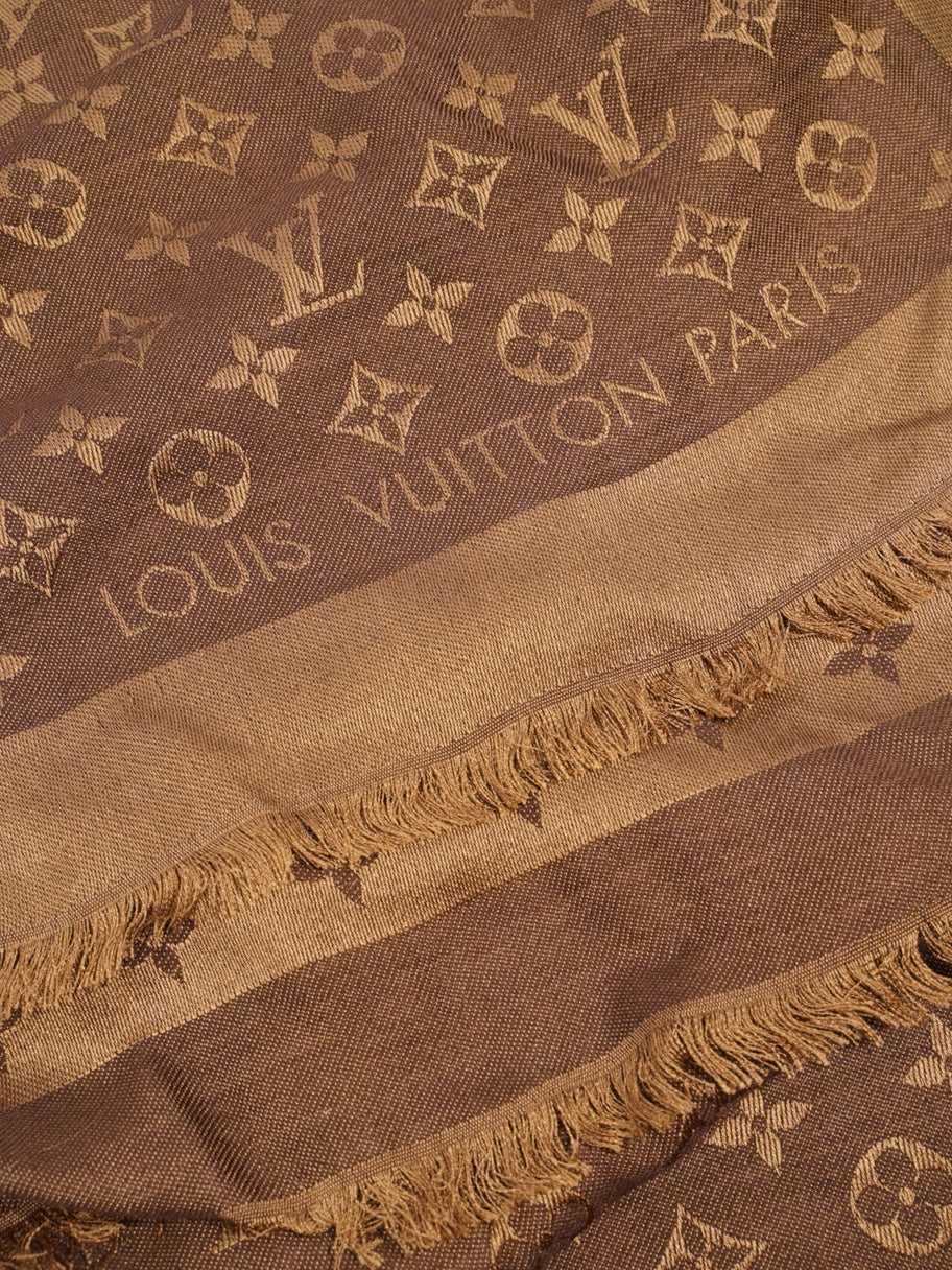 Louis Vuitton Monogram Shawl Brown Wool Image 3