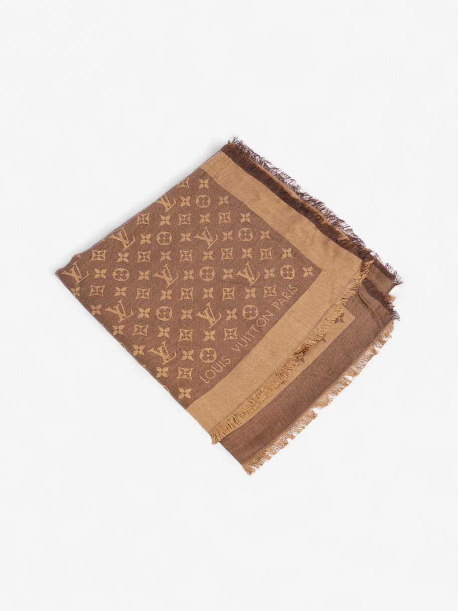 Louis Vuitton Monogram Shawl Brown Wool Image 4