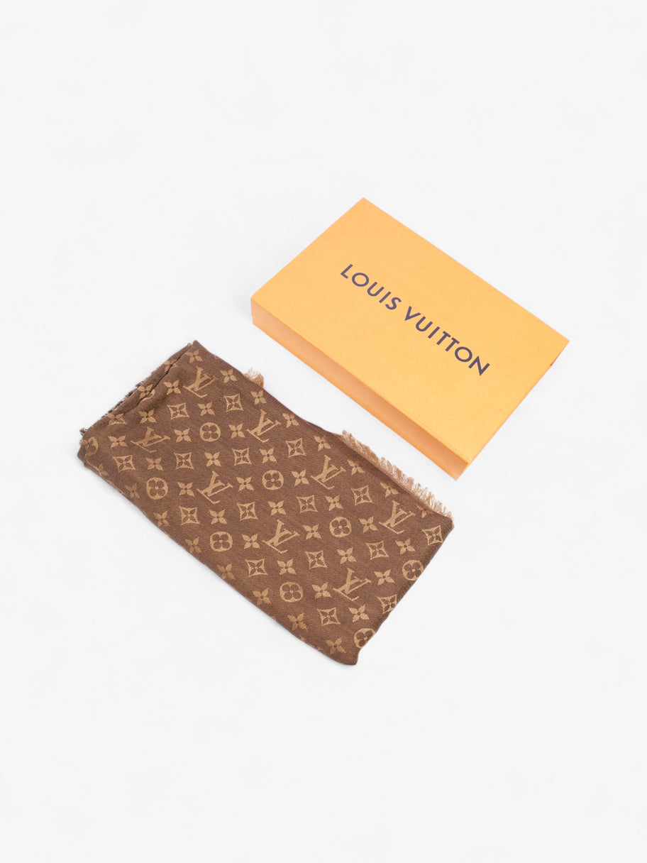 Louis Vuitton Monogram Shawl Brown Wool Image 5