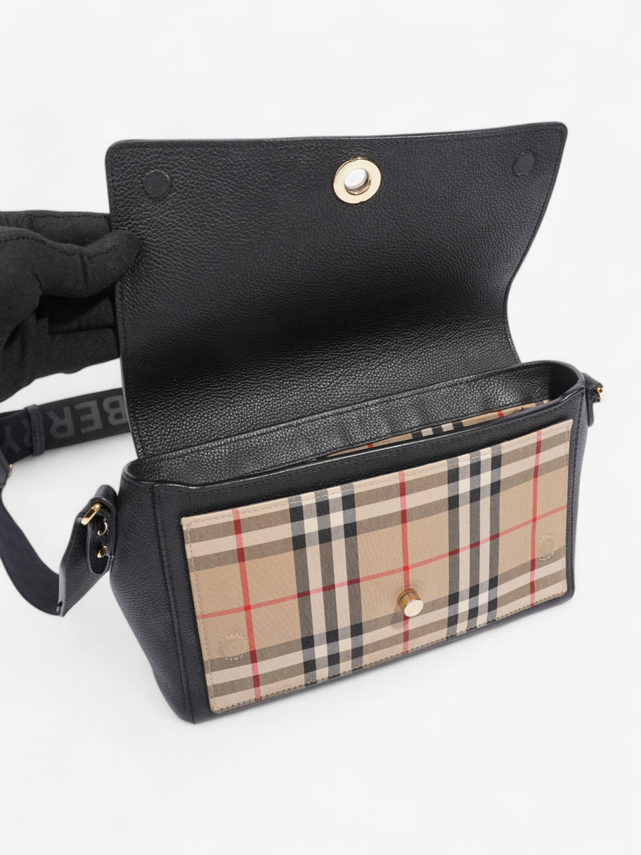 Burberry Note Bag Black / House Check Calfskin Leather Medium Image 9