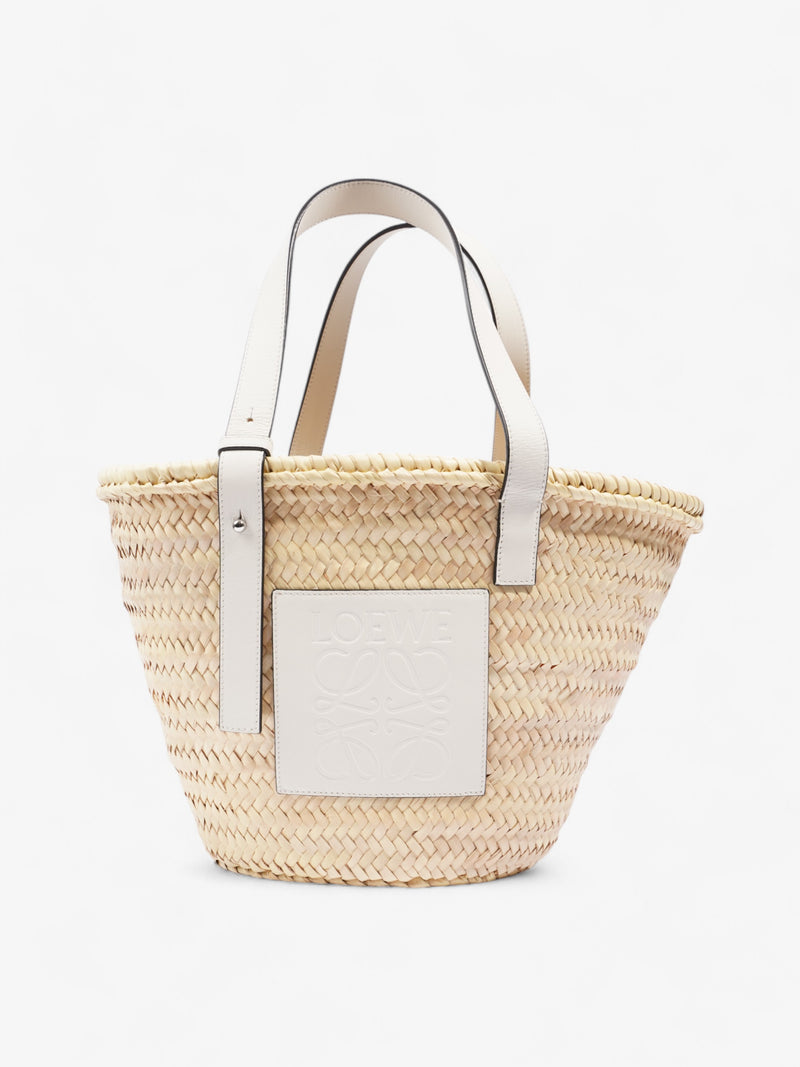  Loewe Basket Bag Natural / White Palm Leaves Medium