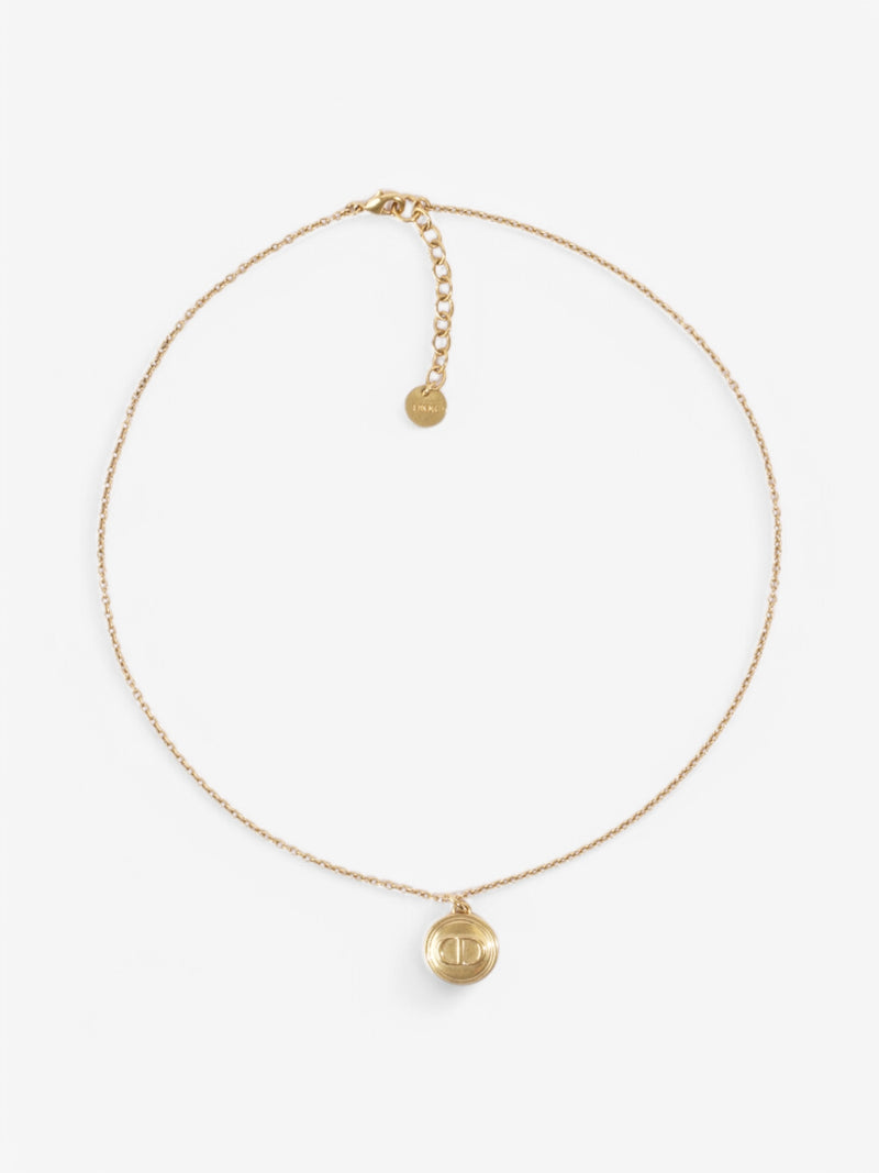  Christian Dior CD Pendant Necklace Gold Base Metal