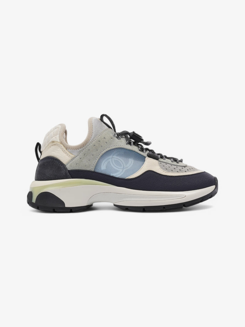  Chanel CC Logo Sneaker Cream / Blue Suede EU 37 UK 4