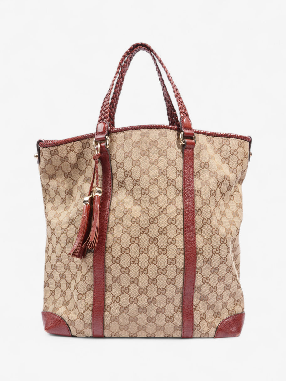 Gucci Tote Bag Beige / Red Canvas Image 1