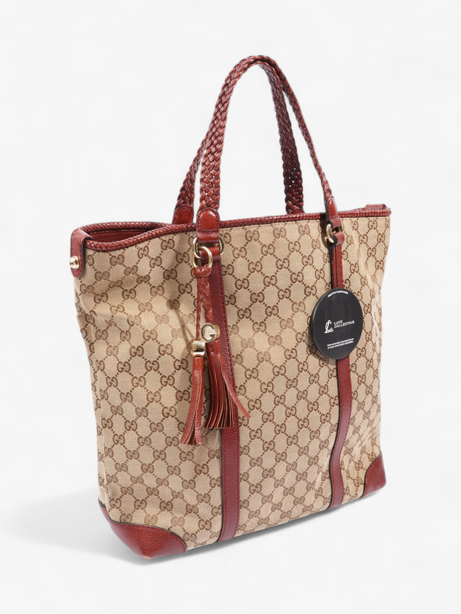Gucci Tote Bag Beige / Red Canvas Image 10