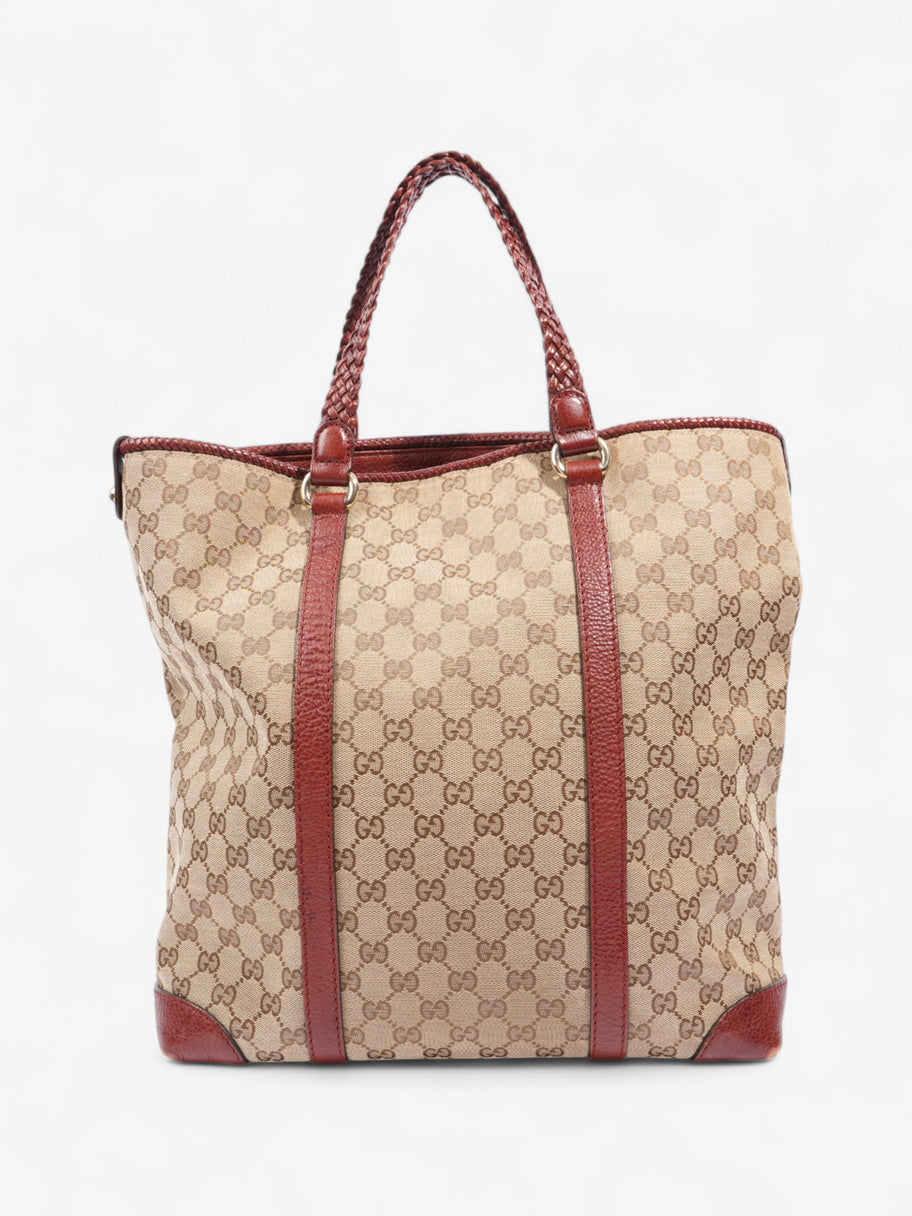 Gucci Tote Bag Beige / Red Canvas Image 4