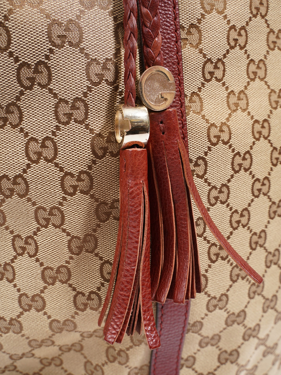 Gucci Tote Bag Beige / Red Canvas Image 7