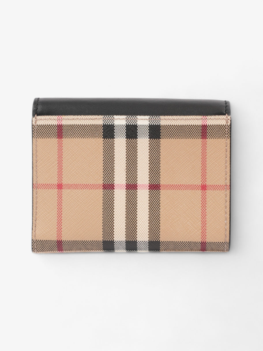 Burberry Fold Over Wallet Black / Vintage Check Leather Image 3