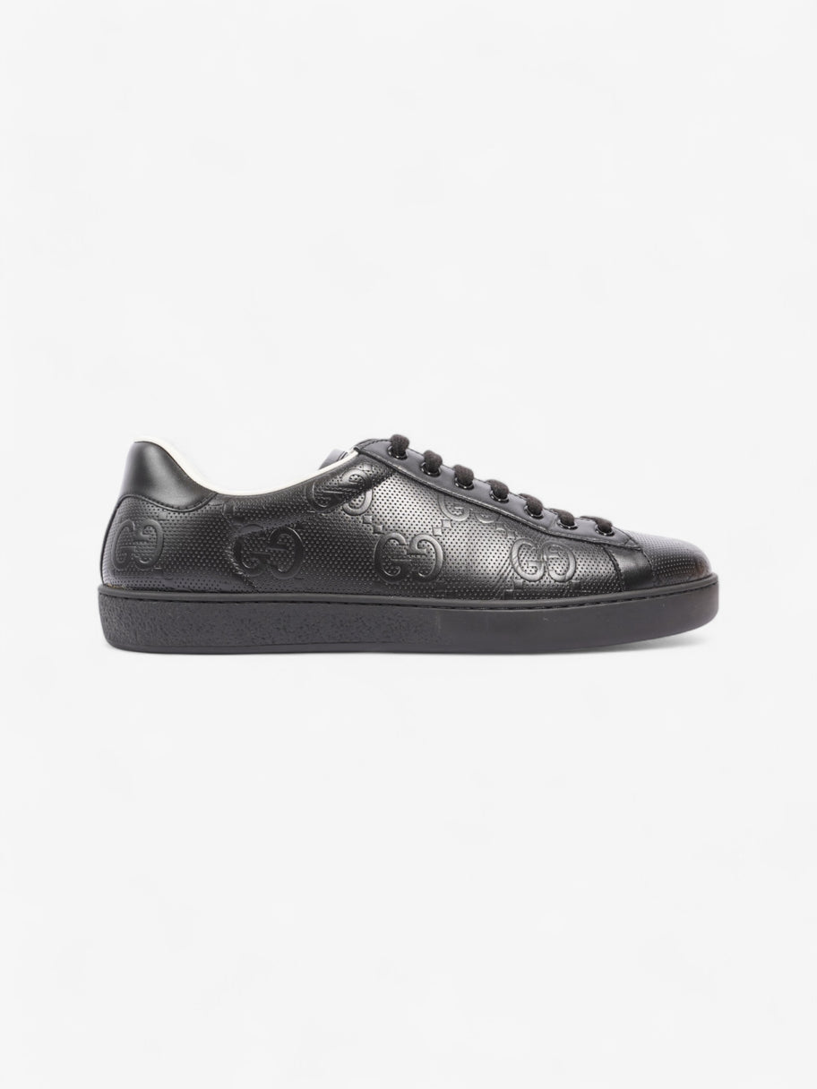 Gucci New Ace Embossed Sneakers Black Embossed Leather EU 42.5 UK 8.5 Image 1