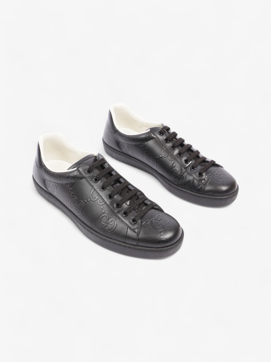 Gucci New Ace Embossed Sneakers Black Embossed Leather EU 42.5 UK 8.5 Image 2