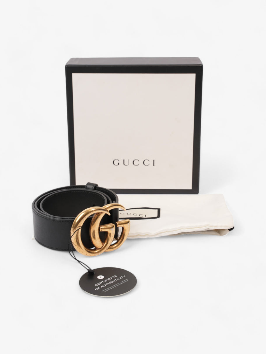 Gucci GG Marmont 2015 Re-Edition Wide Belt Black / Gold Leather 65cm / 26