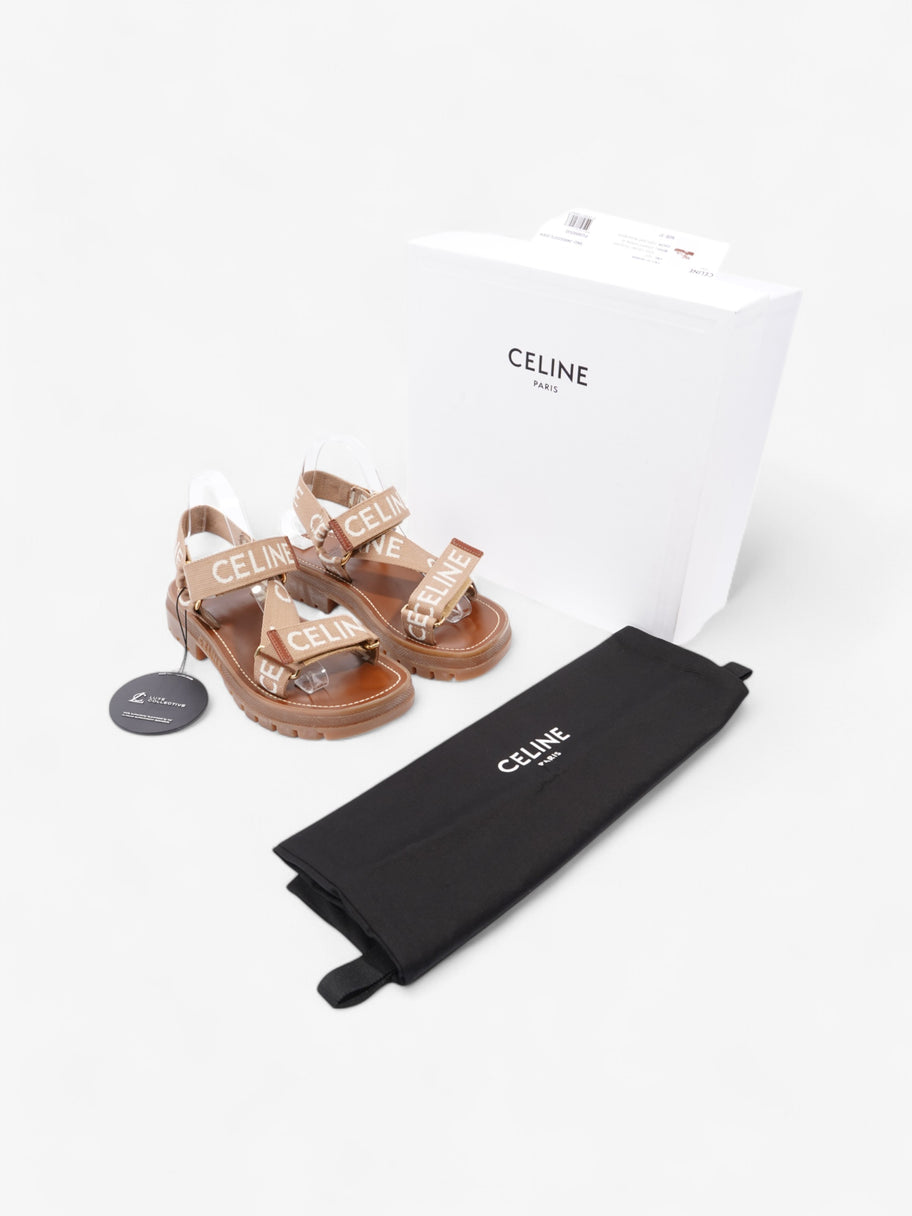 Celine Leo Strappy Sandal Light Beige / White Fabric EU 37 UK 4 Image 10
