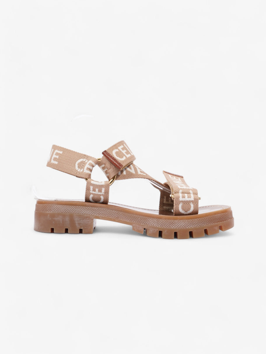 Celine Leo Strappy Sandal Light Beige / White Fabric EU 37 UK 4 Image 4