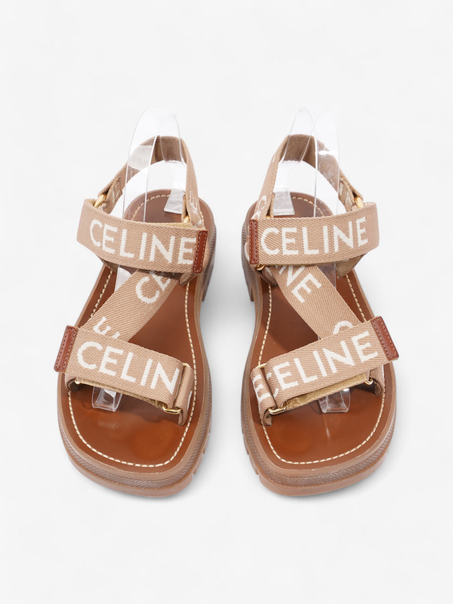 Celine Leo Strappy Sandal Light Beige / White Fabric EU 37 UK 4 Image 8