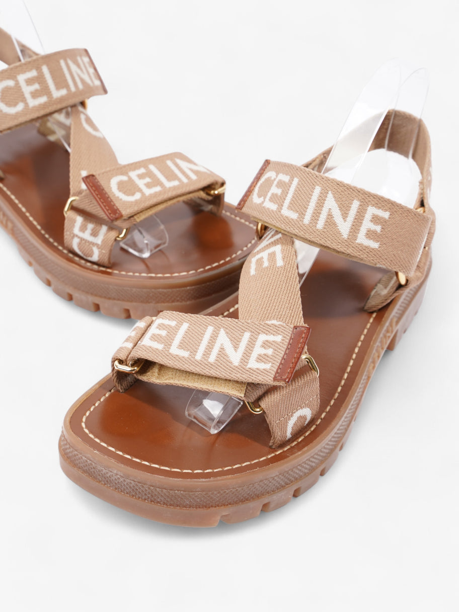 Celine Leo Strappy Sandal Light Beige / White Fabric EU 37 UK 4 Image 7