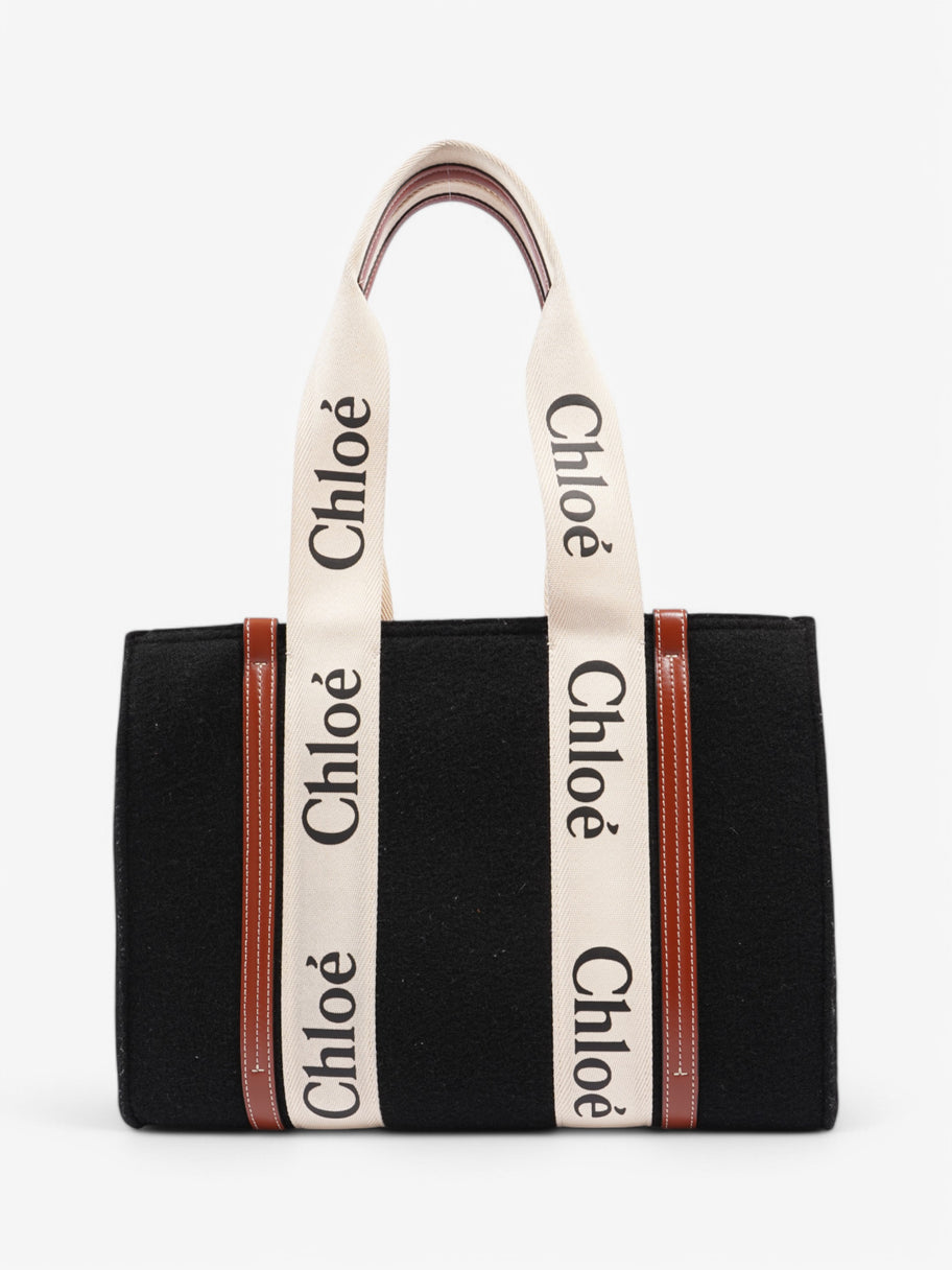 Chloe Woody Tote Black / Beige Wool Medium Image 1