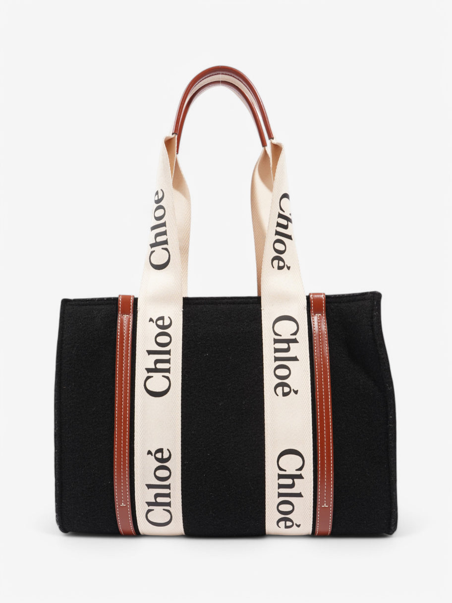 Chloe Woody Tote Black / Beige Wool Medium Image 4
