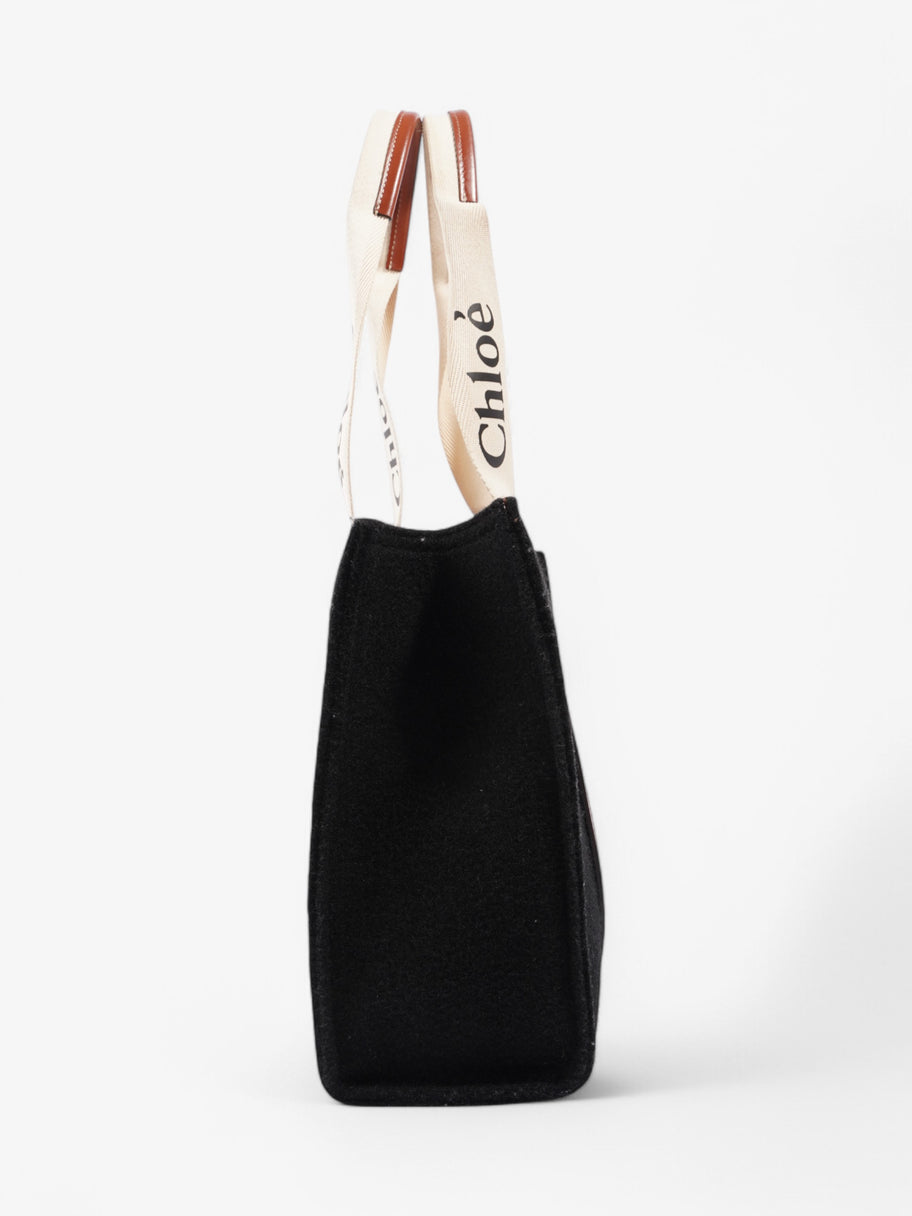 Chloe Woody Tote Black / Beige Wool Medium Image 5